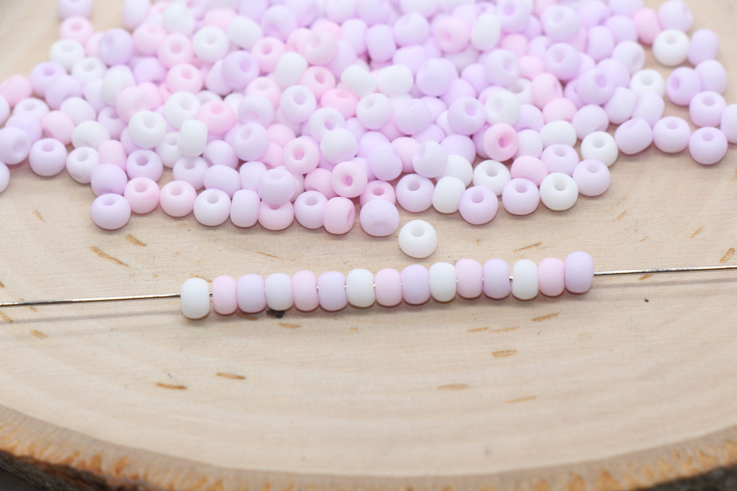 Matte Glass Seed Beads, 4mm 6/0 Glass Round Seed Beads, Pink, White, Lavender Mix Beads, Frosted Mix Rocailles Beads, Beading Supplies #2667