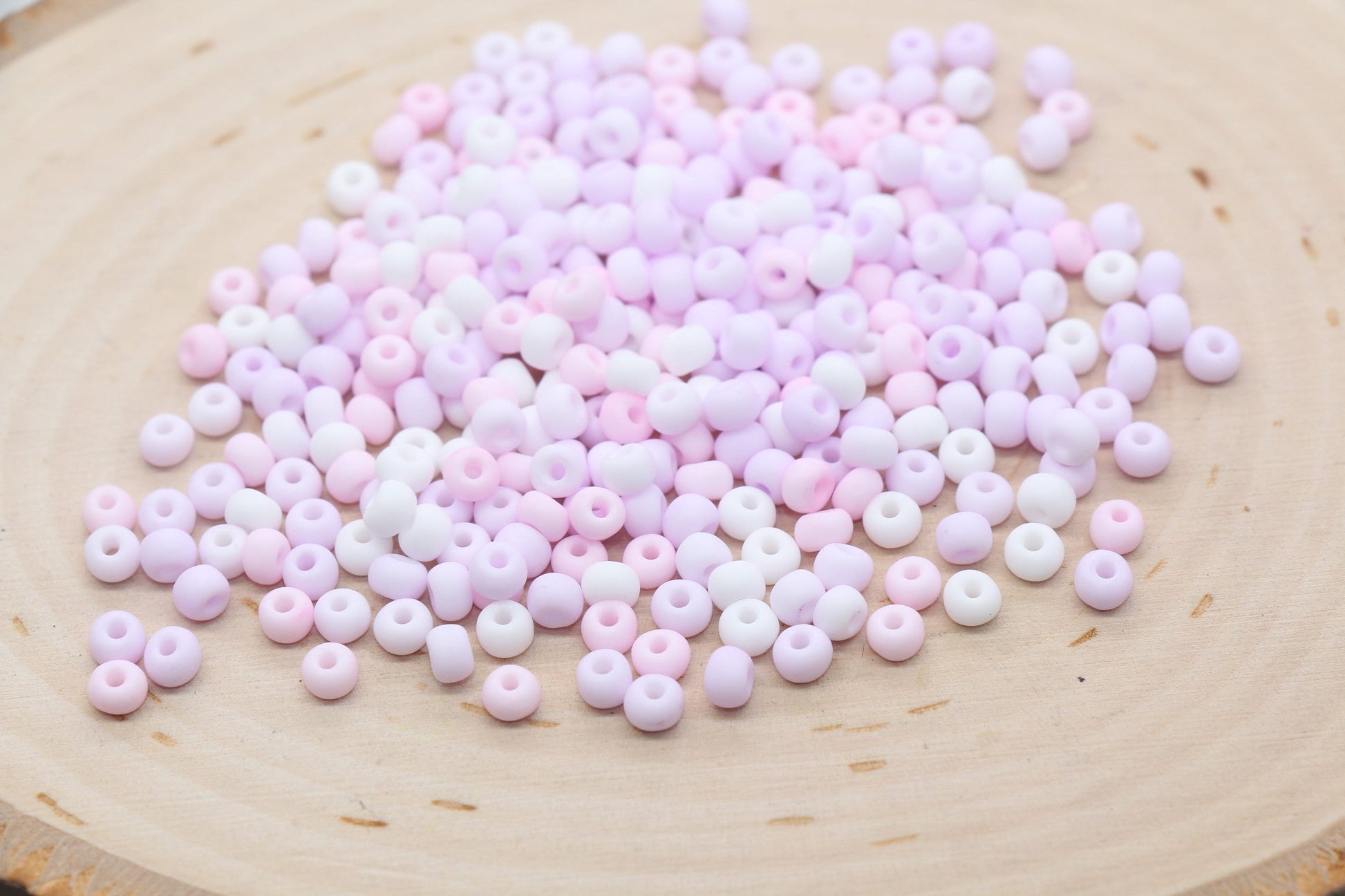 Matte Glass Seed Beads, 4mm 6/0 Glass Round Seed Beads, Pink, White, Lavender Mix Beads, Frosted Mix Rocailles Beads, Beading Supplies #2667