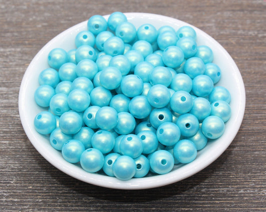 10mm Blue Shimmer Gumball Beads, Round Acrylic Loose Beads, Bubblegum Beads, Chunky Beads, Gumball Beads, Smooth Plastic Beads #2677