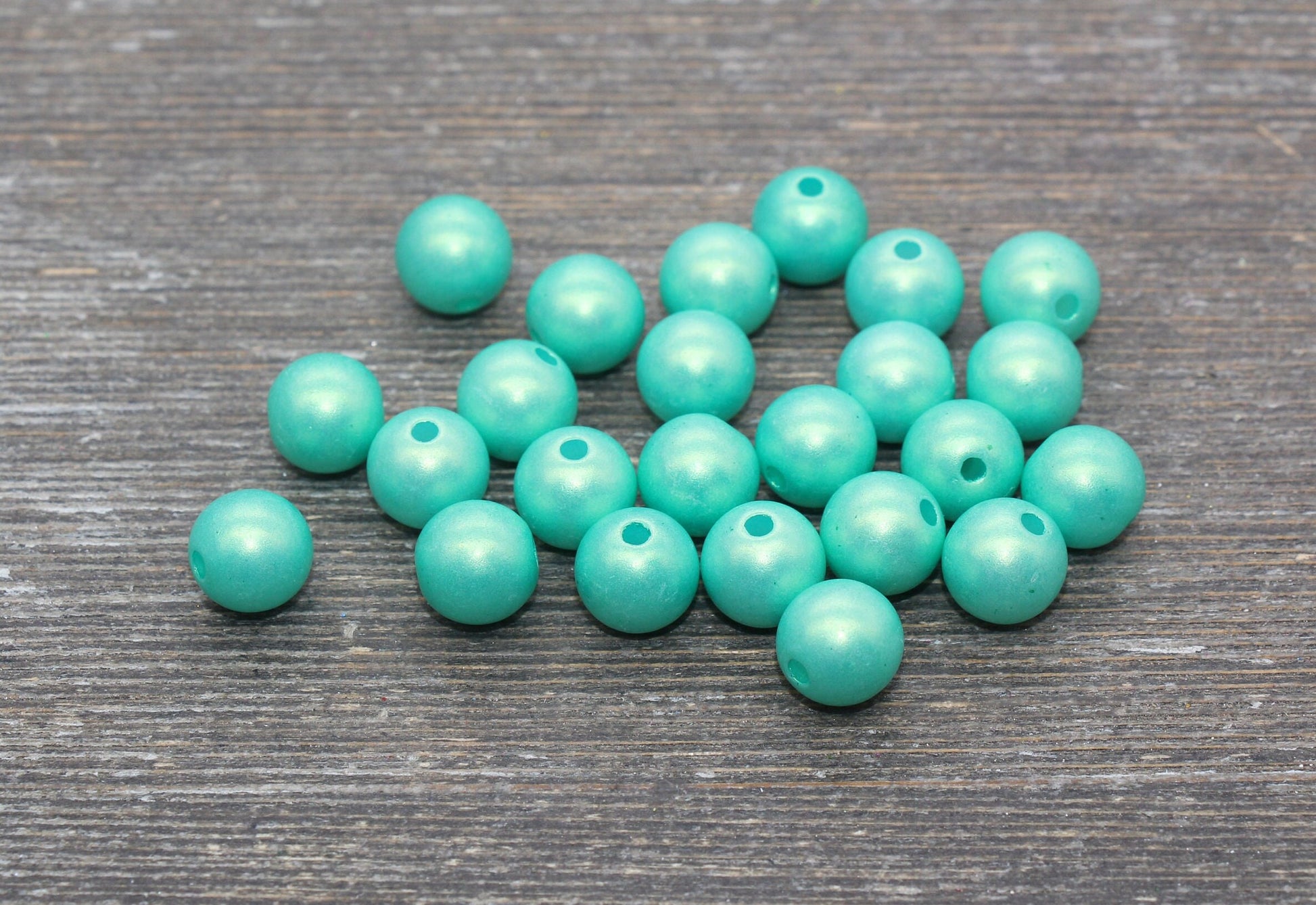 10mm Green Shimmer Bubblegum Beads, Acrylic Beads