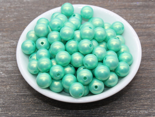 12mm Green Shimmer Gumball Beads, Round Acrylic Loose Beads, Bubblegum Beads, Chunky Beads, Round Plastic Beads #2684