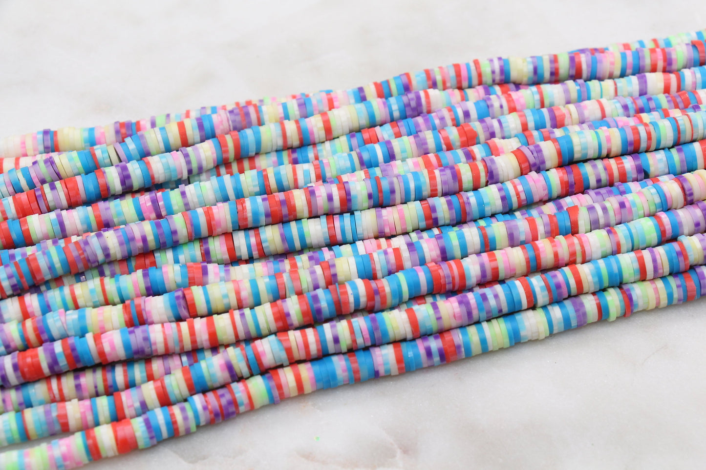 6mm Multicolored Speckled Heishi Beads, Rainbow Speckled Polymer Clay Disc Beads, African Disc Beads, Vinyl Heishi, 16 inch Strand #130