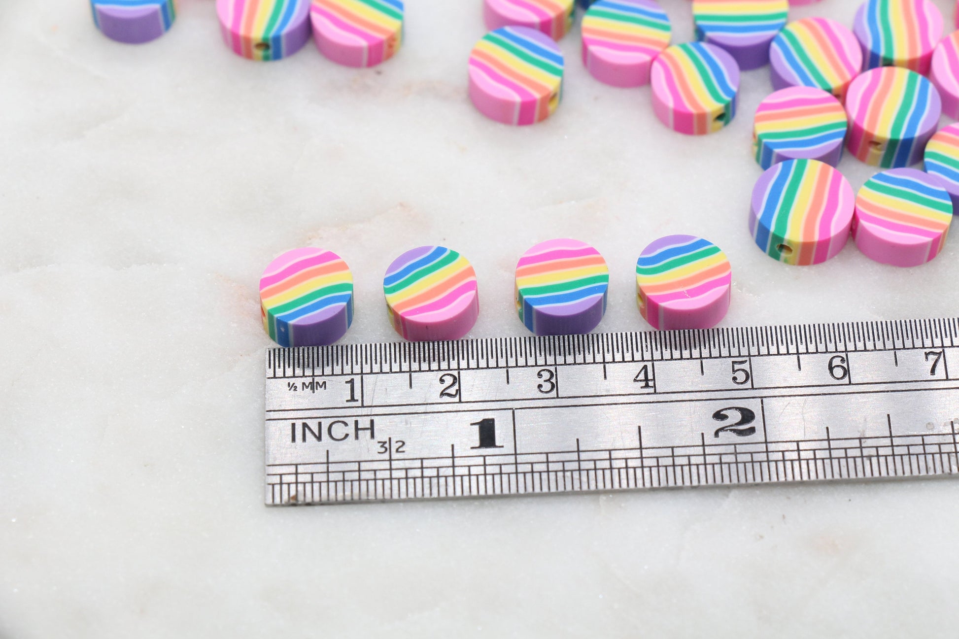 Rainbow Round Shape Polymer Clay Beads, Round Clay Round Beads, Loose Beads, Jewelry Beads, Beads for Bracelet #333