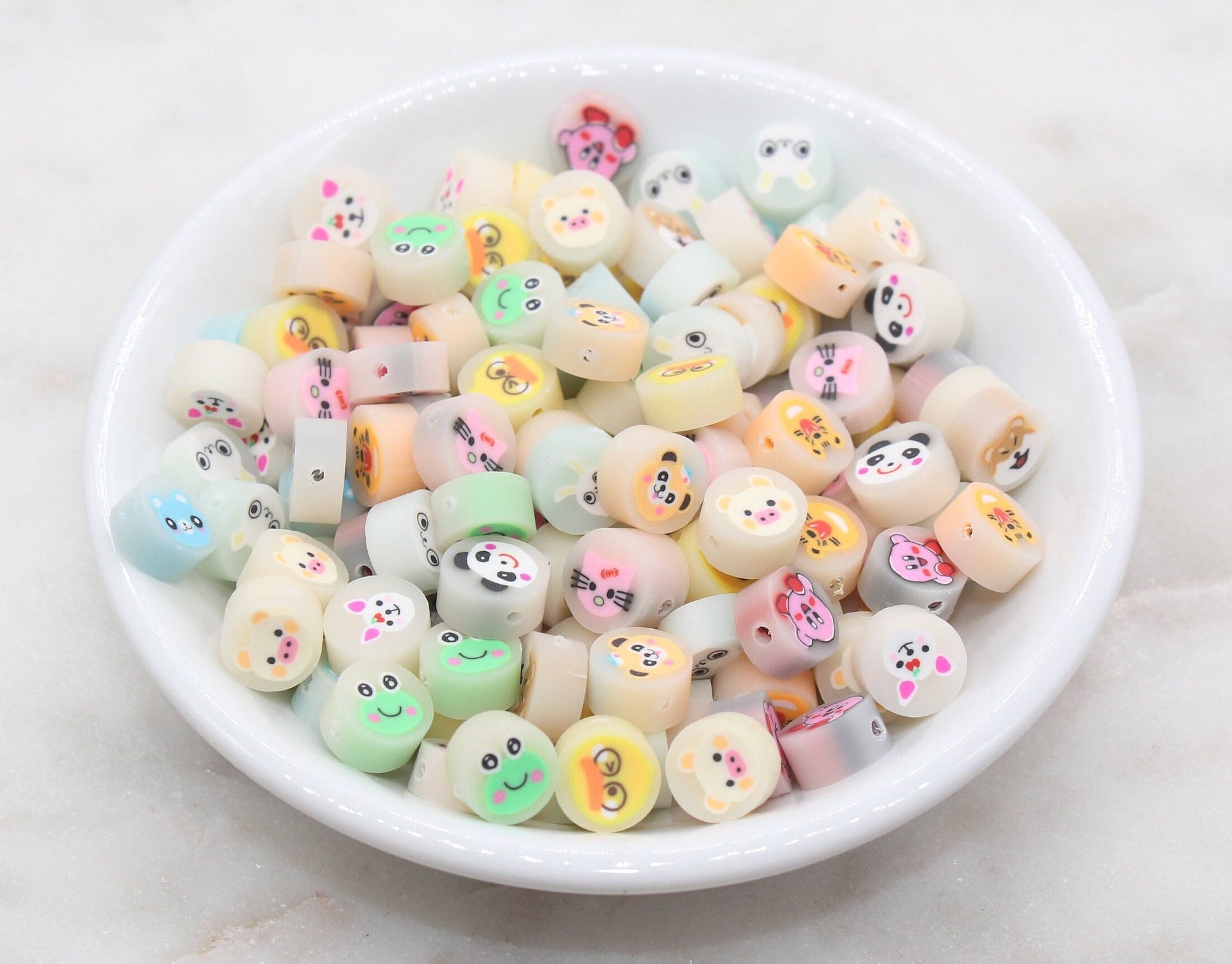 Assorted Kawaii Animal Polymer Clay Beads, Frog, Panda, Duck, Bunny, Tiger, Bear Beads, Jewelry Beads #334