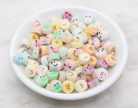 Assorted Kawaii Animal Polymer Clay Beads, Frog, Panda, Duck, Bunny, Tiger, Bear Beads, Jewelry Beads #334