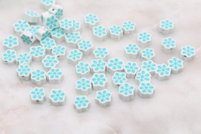 Snowflake Polymer Clay Beads, Snow Shape Clay Beads, Winter Themed Clay Beads, Jewelry Beads #335