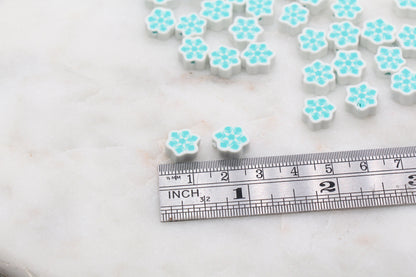 Snowflake Polymer Clay Beads, Snow Shape Clay Beads, Winter Themed Clay Beads, Jewelry Beads #335