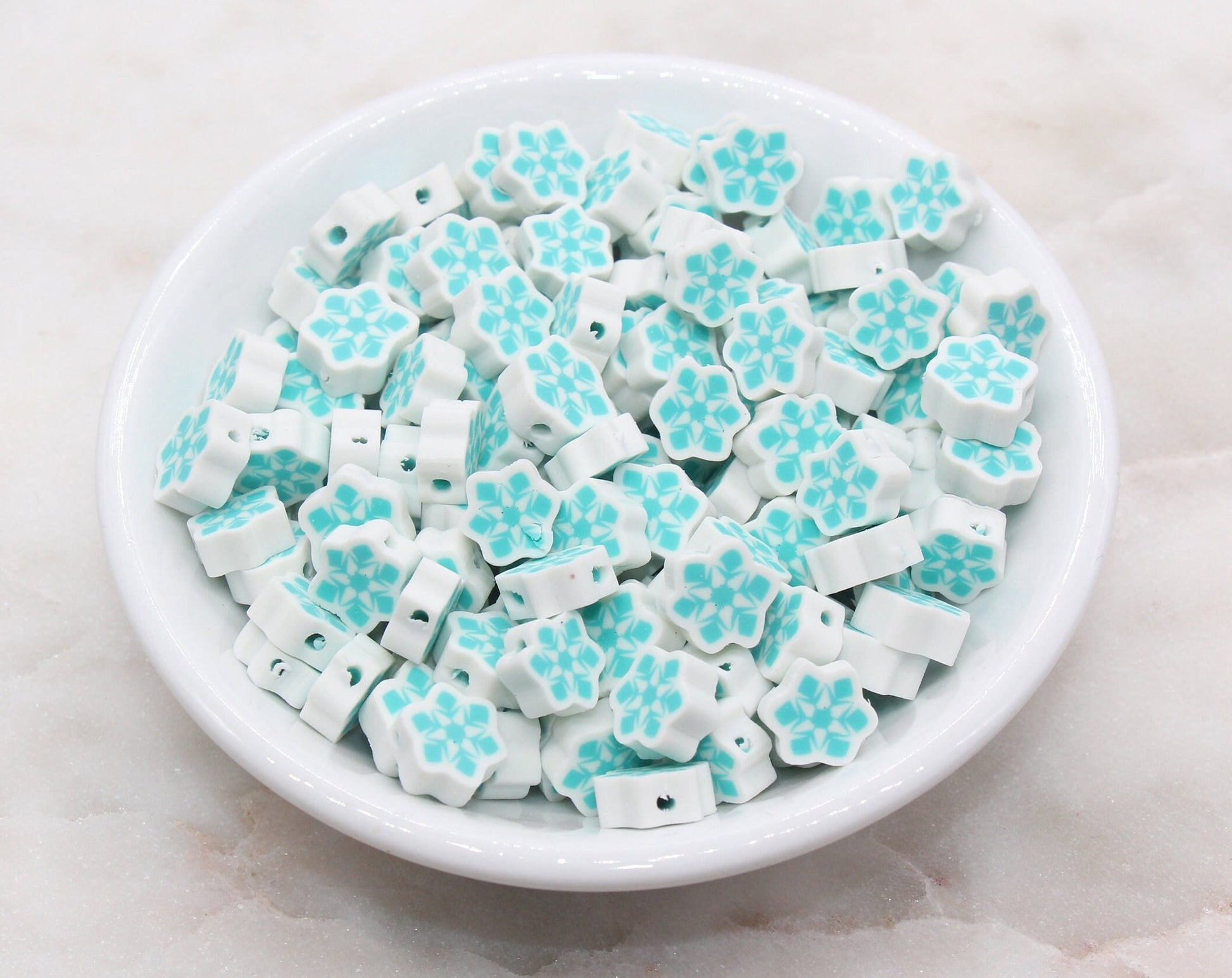 Snowflake Polymer Clay Beads, Snow Shape Clay Beads, Winter Themed Clay Beads, Jewelry Beads #335