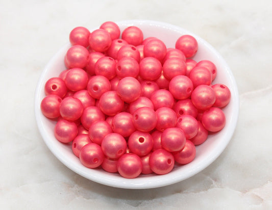 12mm Red Shimmer Gumball Beads, Round Acrylic Loose Beads, Bubblegum Beads, Chunky Beads, Round Plastic Beads #2685