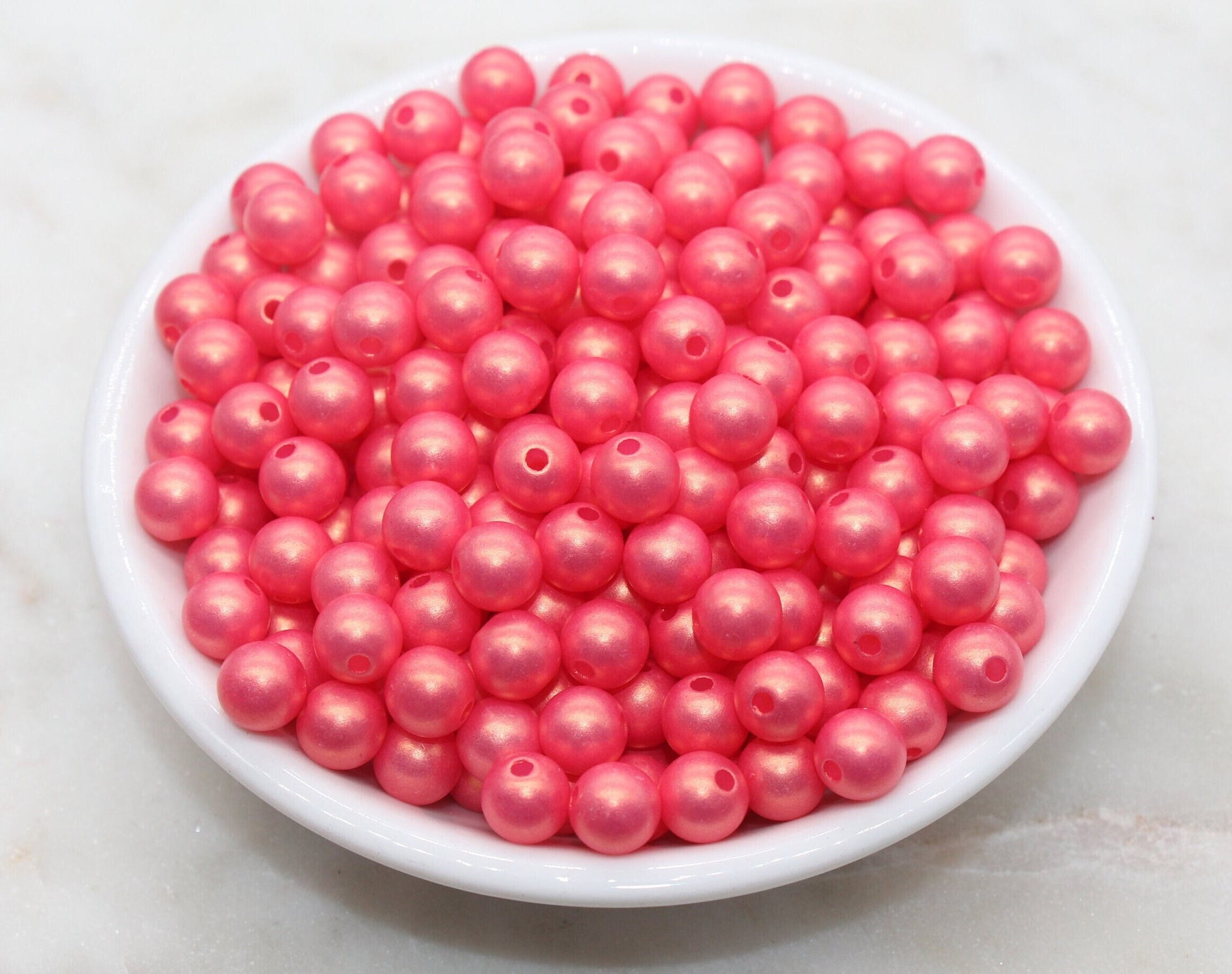 8mm Red Shimmer Gumball Beads, Round Acrylic Loose Beads, Bubblegum Beads, Chunky Beads, Smooth Round Plastic Beads #2687