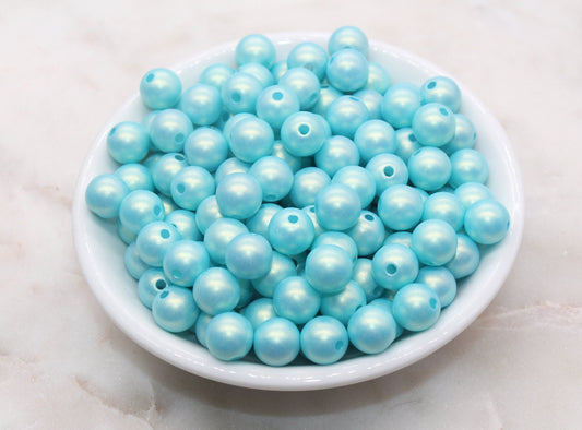 10mm Blue Shimmer Gumball Beads, Round Acrylic Loose Beads, Bubblegum Beads, Chunky Beads, Gumball Beads, Smooth Plastic Beads #2696