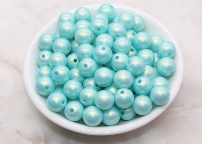 12mm Blue Shimmer Gumball Beads, Round Acrylic Loose Beads, Bubblegum Beads, Chunky Beads, Round Plastic Beads #2697