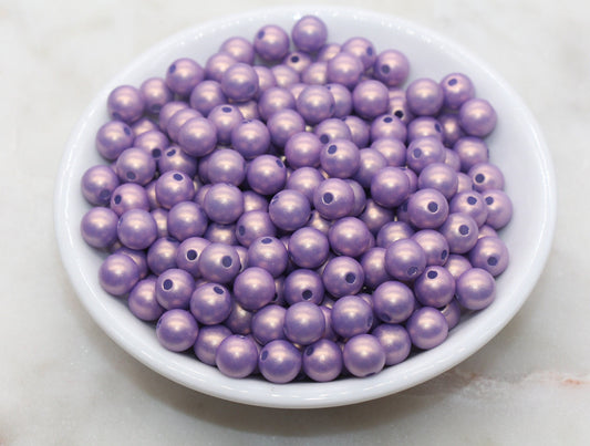 8mm Grape Purple Shimmer Gumball Beads, Round Acrylic Loose Beads, Bubblegum Beads, Chunky Beads, Smooth Round Plastic Beads #2698