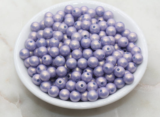 8mm Pastel Purple Shimmer Gumball Beads, Round Acrylic Loose Beads, Bubblegum Beads, Chunky Beads, Smooth Round Plastic Beads #2700