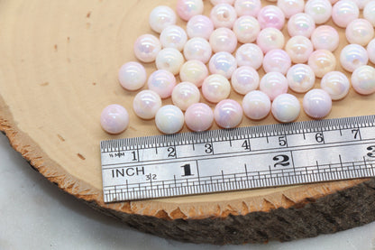 8mm Peach and Pink Ombre Round Beads, Acrylic Gumball Bead, Iridescent Round Beads, Bubblegum Beads, Plastic Round Bead, Jewelry Beads #2703