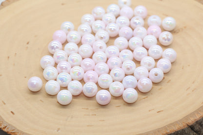 8mm Pink Ombre Round Beads, Acrylic Gumball Bead, Iridescent Round Beads, Bubblegum Beads, Plastic Round Bead, Jewelry Beads #2705