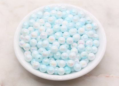 8mm Blue Ombre Round Beads, Acrylic Gumball Bead, Iridescent Round Beads, Bubblegum Beads, Plastic Round Bead, Jewelry Beads #2707