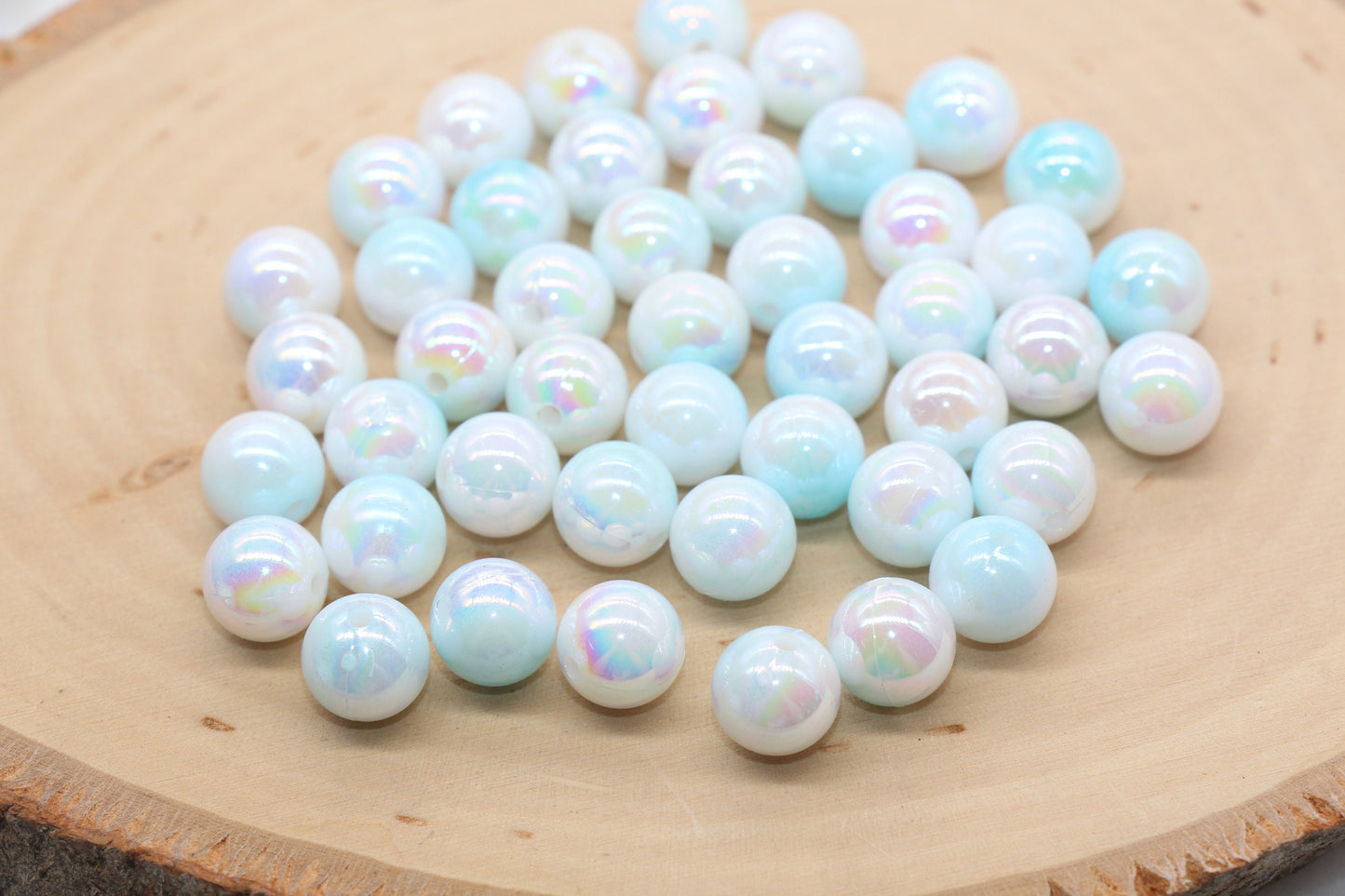 10mm Blue Ombre Round Beads, Acrylic Gumball Bead, Iridescent Round Beads, Bubblegum Beads, Plastic Round Bead, Jewelry Beads #2708