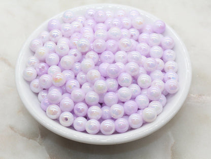 8mm Lavender Purple Ombre Round Beads, Acrylic Gumball Bead, Iridescent Round Beads, Bubblegum Beads, Plastic Round Bead, Jewelry Beads#2711