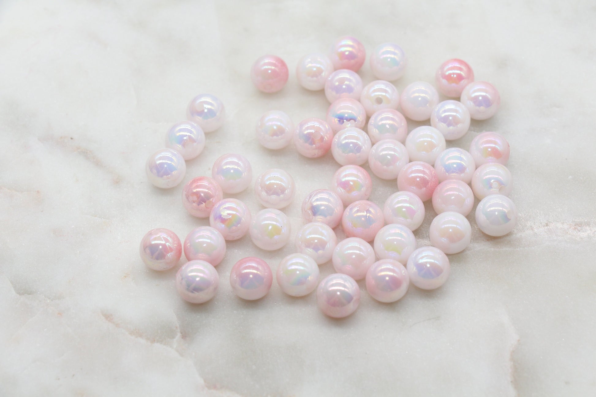 10mm Blush Pink Ombre Round Beads, Acrylic Gumball Bead, Iridescent Round Beads, Bubblegum Beads, Plastic Round Bead, Jewelry Beads #2714