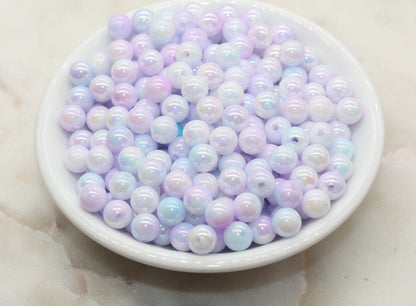 8mm Purple and Blue Ombre Round Beads, Acrylic Gumball Bead, Iridescent Round Beads, Bubblegum Beads, Plastic Round Bead #2717