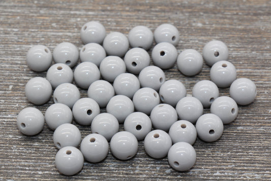 10mm Gray Gumball Beads, Round Acrylic Loose Beads, Bubblegum Beads, Chunky Beads, Gumball Beads, Smooth Plastic Round Beads #824