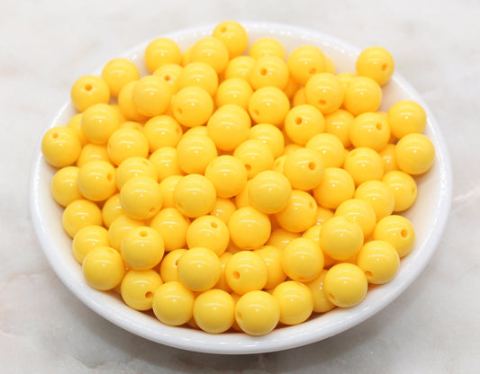 10mm Golden Yellow Gumball Beads, Round Acrylic Loose Beads, Bubblegum Beads, Chunky Beads, Gumball Beads, Smooth Plastic Round Beads #1462