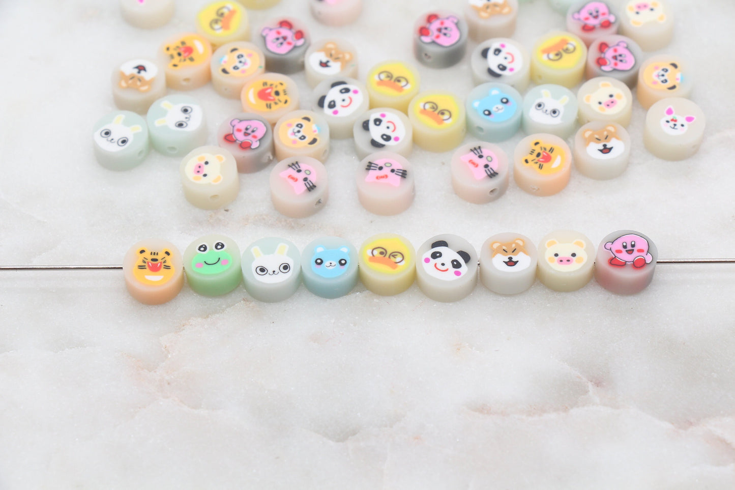 Assorted Kawaii Animal Polymer Clay Beads, Frog, Panda, Duck, Bunny, Tiger, Bear Beads, Jewelry Beads #334