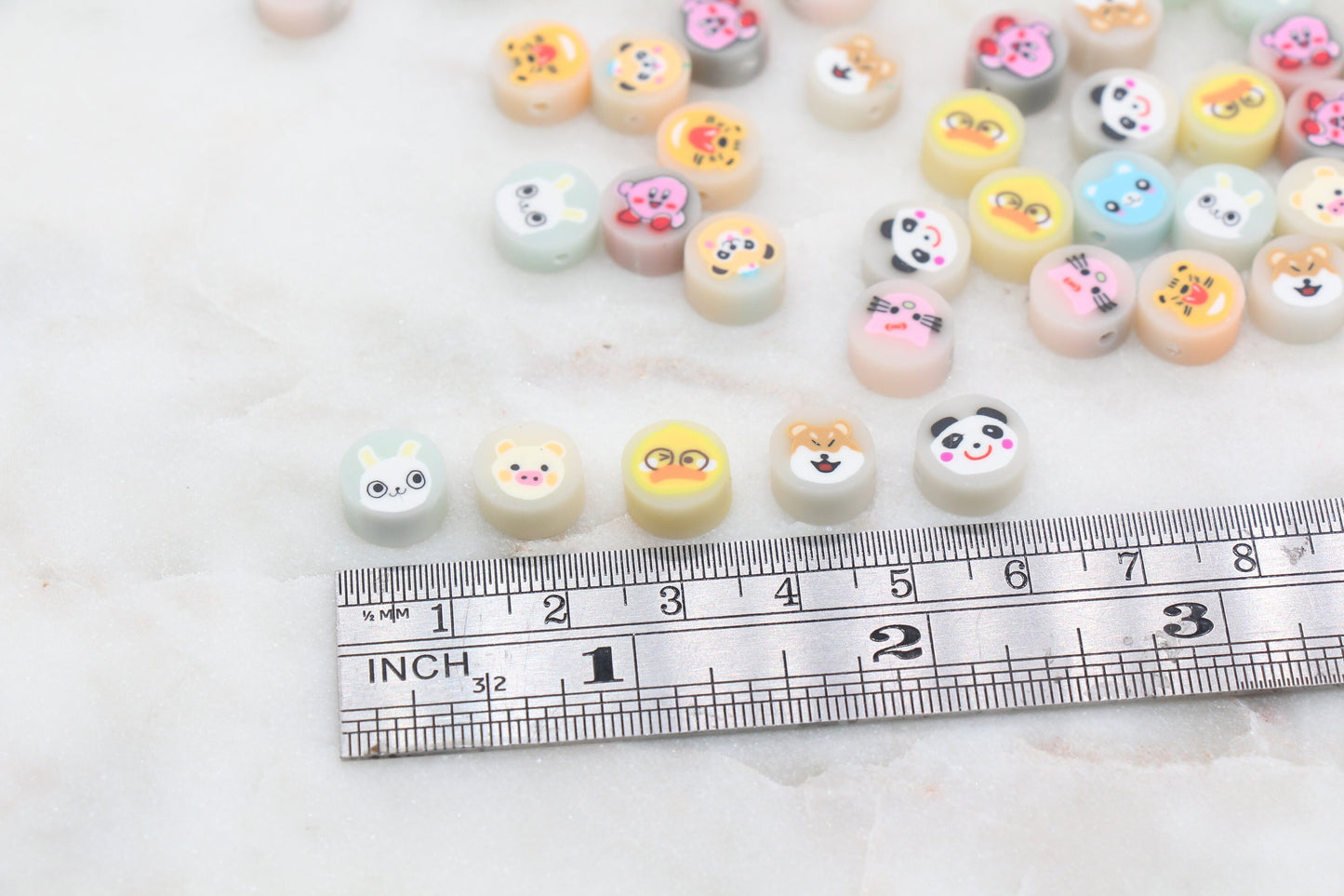 Assorted Kawaii Animal Polymer Clay Beads, Frog, Panda, Duck, Bunny, Tiger, Bear Beads, Jewelry Beads #334