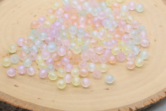 6mm Mix Glitter Round Beads, Iridescent Acrylic Gumball Beads, Transparent Round Spacer Beads, Bubblegum Beads, Plastic Round Bead #2723