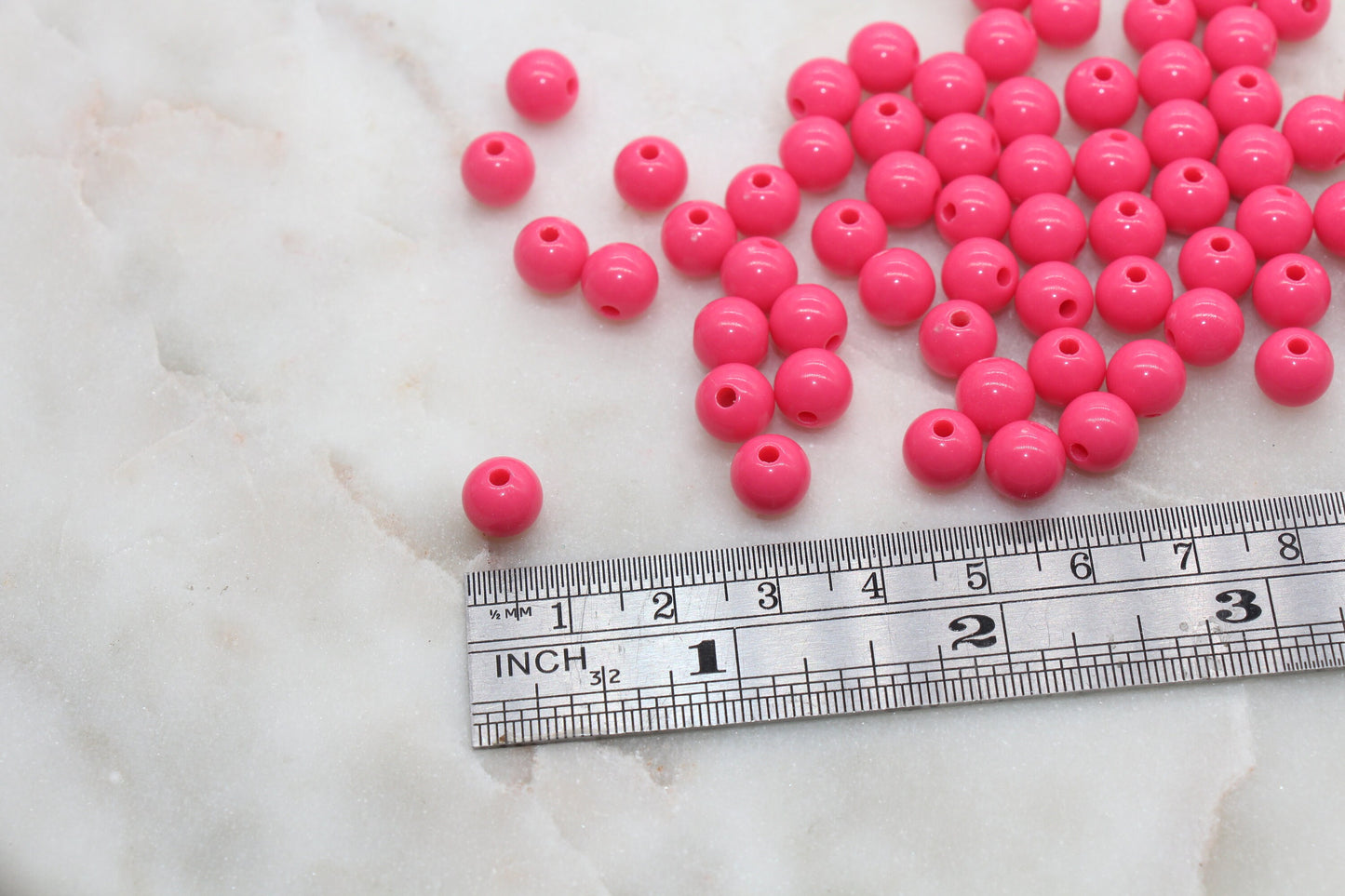 8mm Ruby Pink Gumball Beads, Round Acrylic Loose Beads, Bubblegum Beads, Chunky Beads, Bubble Gum Beads, Smooth Plastic Round Beads #2728