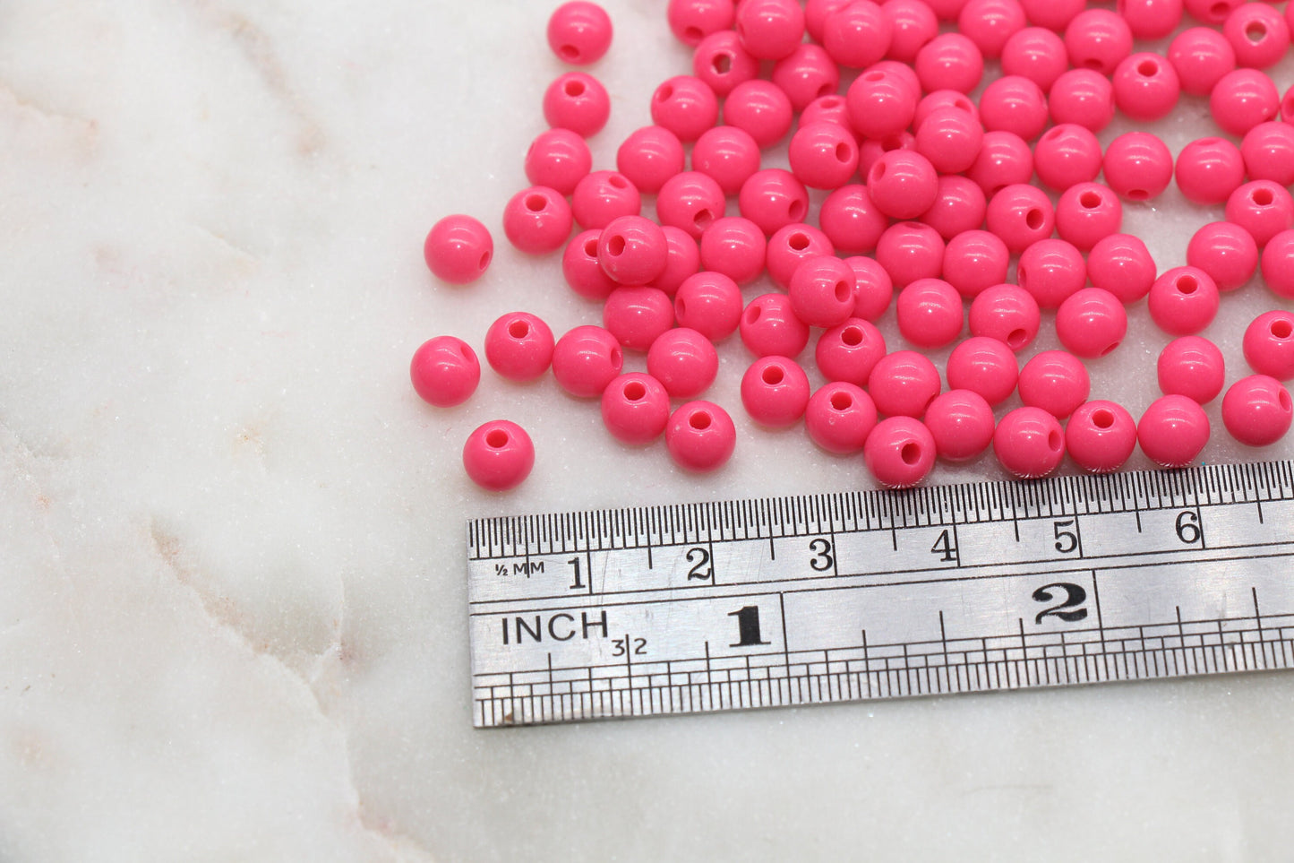 6mm Ruby Pink Gumball Beads, Round Acrylic Loose Beads, Bubblegum Beads, Chunky Beads, Smooth Plastic Round Beads #2729