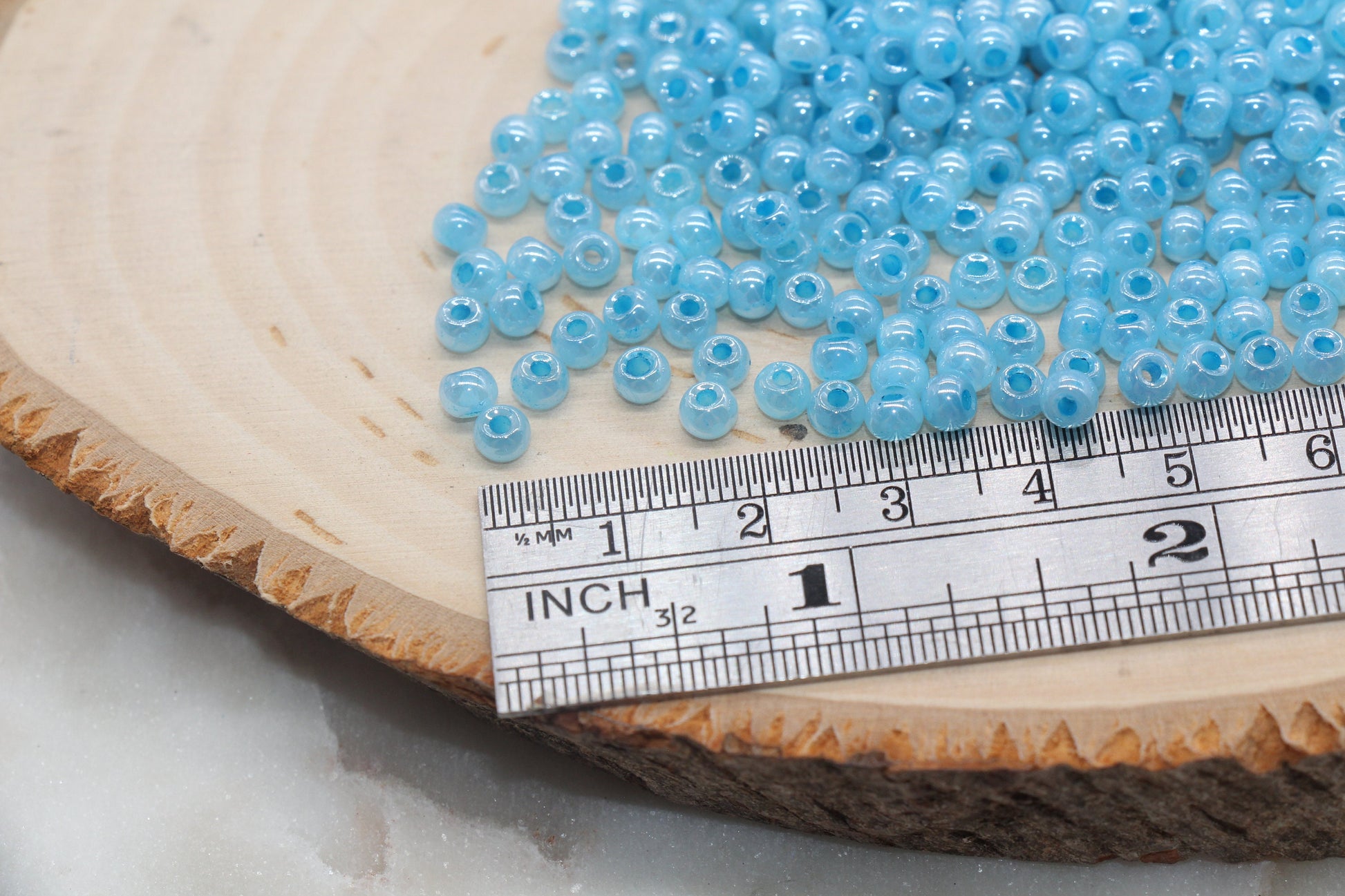 Round Creamy Glass Seed Beads, 4mm 6/0 Glass Round Seed Beads, Creamy Blue Seed Beads, Glossy Rocailles Beads, Beading Supplies #2735