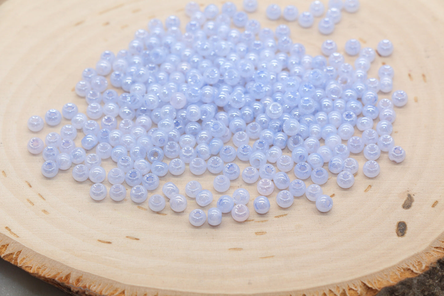 Round Creamy Glass Seed Beads, 4mm 6/0 Glass Round Seed Beads, Creamy Dusk Blue Seed Beads, Glossy Rocailles Beads, Beading Supplies #2738