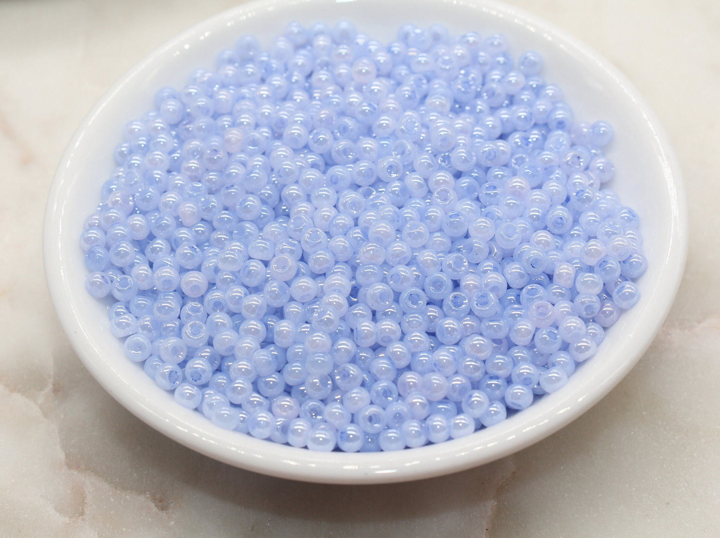 Round Creamy Glass Seed Beads, 4mm 6/0 Glass Round Seed Beads, Creamy Dusk Blue Seed Beads, Glossy Rocailles Beads, Beading Supplies #2738