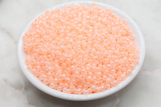 Round Creamy Glass Seed Beads, 4mm 6/0 Glass Round Seed Beads, Creamy Light Orange Seed Beads, Glossy Rocailles Beads, Beading Supplies#2743