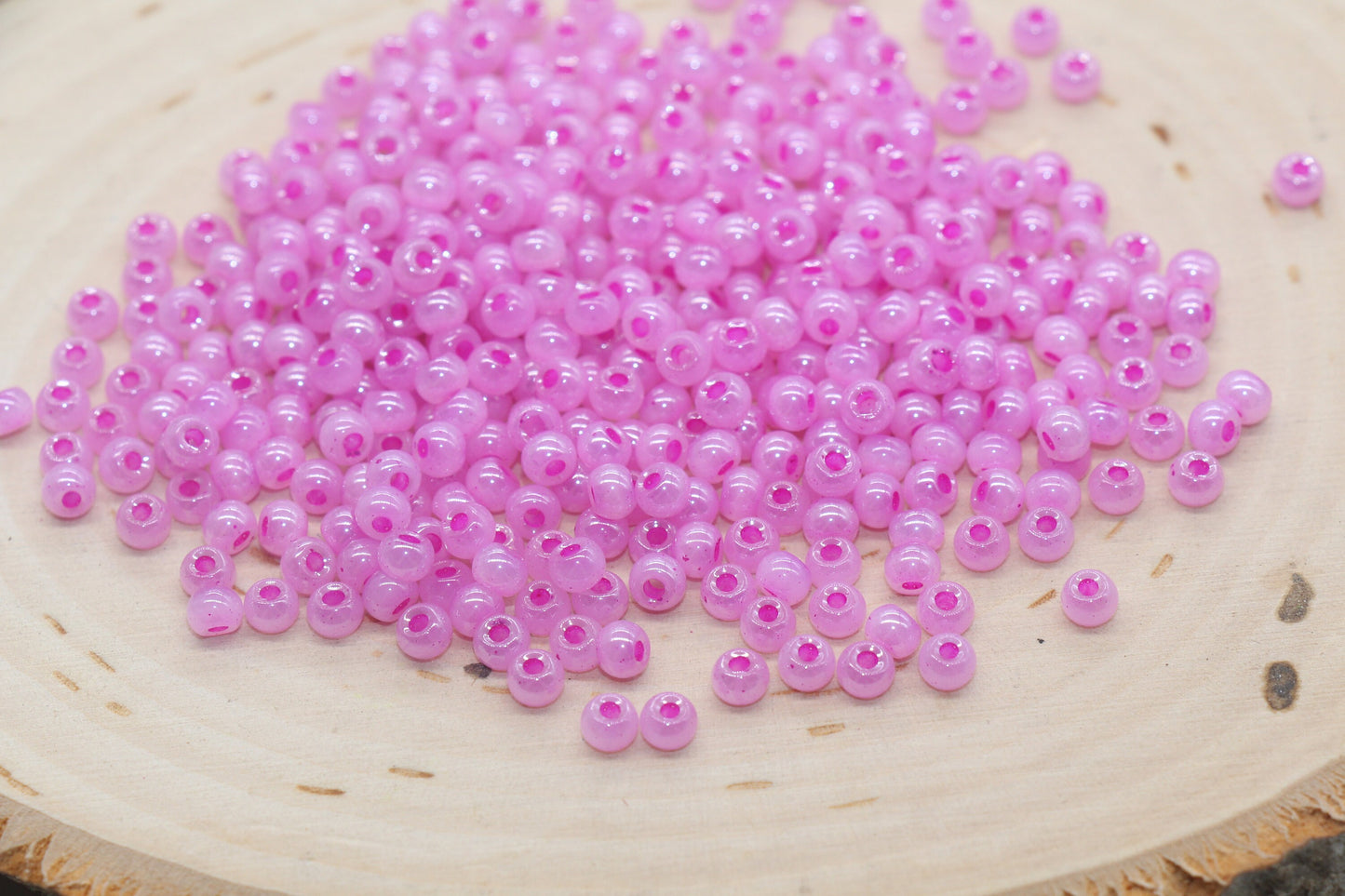 Round Creamy Glass Seed Beads, 4mm 6/0 Glass Round Seed Beads, Creamy Pink Seed Beads, Glossy Rocailles Beads, Beading Supplies #2746