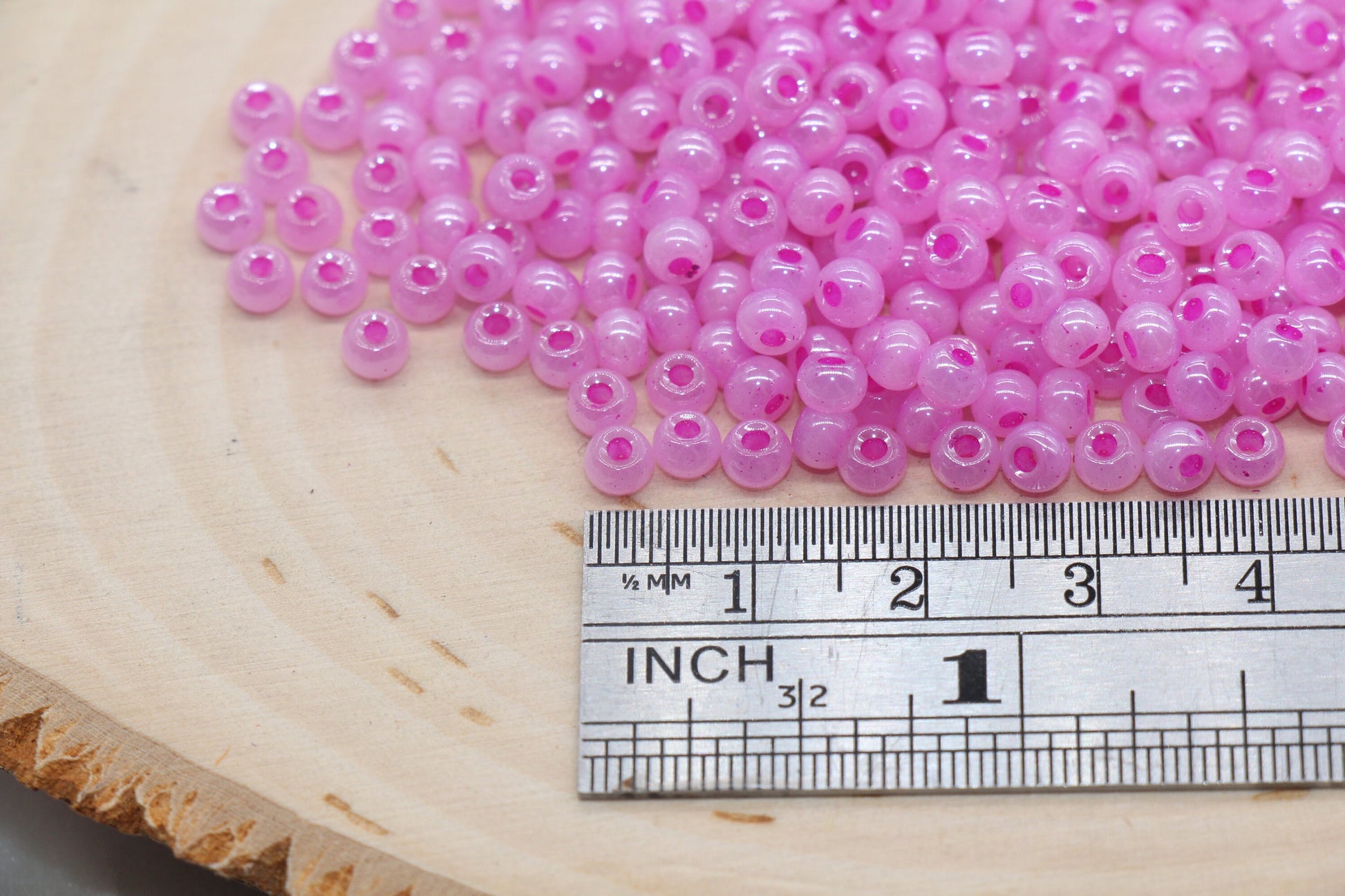 Round Creamy Glass Seed Beads, 4mm 6/0 Glass Round Seed Beads, Creamy Pink Seed Beads, Glossy Rocailles Beads, Beading Supplies #2746