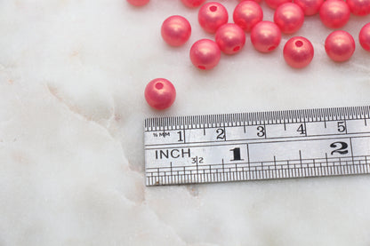 8mm Red Shimmer Gumball Beads, Round Acrylic Loose Beads, Bubblegum Beads, Chunky Beads, Smooth Round Plastic Beads #2687