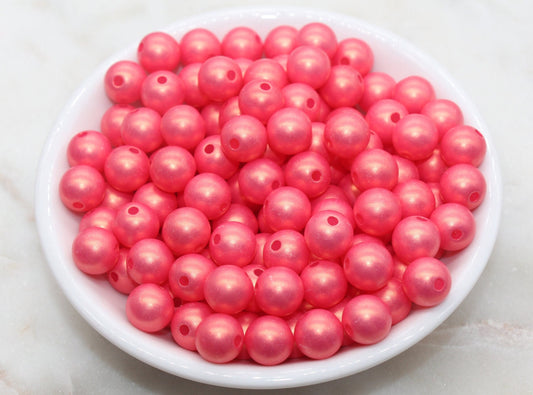 10mm Red Shimmer Gumball Beads, Round Acrylic Loose Beads, Bubblegum Beads, Chunky Beads, Gumball Beads, Smooth Plastic Beads #2688