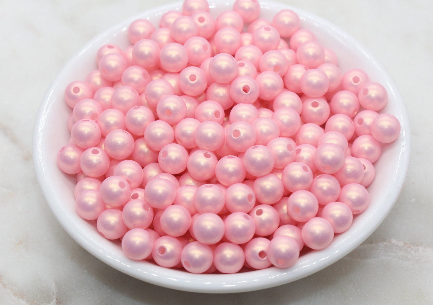 8mm Pink Shimmer Gumball Beads, Round Acrylic Loose Beads, Bubblegum Beads, Chunky Beads, Smooth Round Plastic Beads #2689