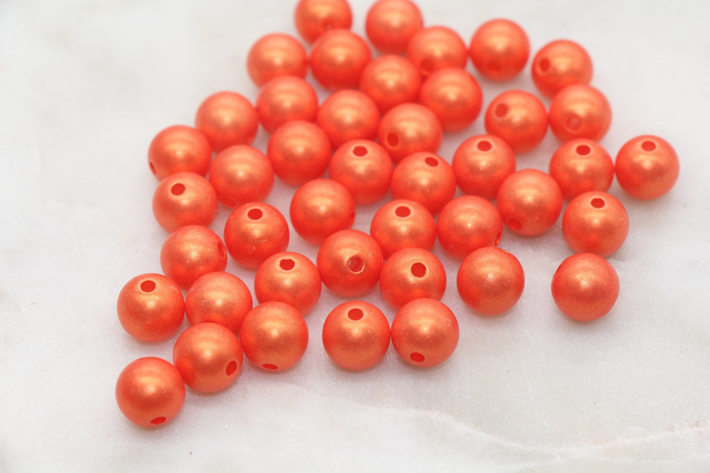 10mm Orange Shimmer Bubblegum Beads, Acrylic Beads