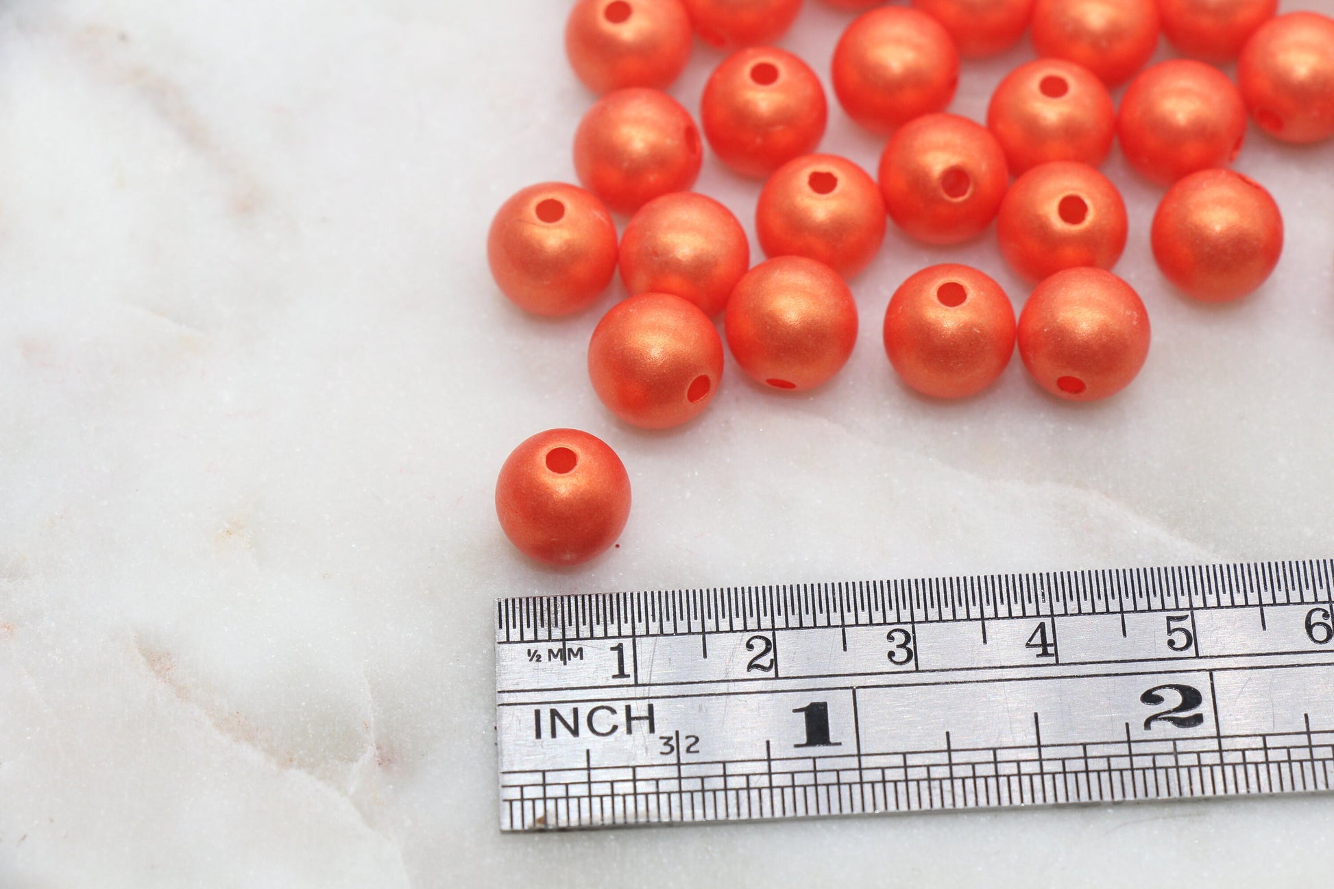 10mm Orange Shimmer Bubblegum Beads, Acrylic Beads