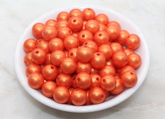 12mm Orange Shimmer Gumball Beads, Round Acrylic Loose Beads, Bubblegum Beads, Chunky Beads, Round Plastic Beads #2694