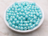 8mm Blue Shimmer Gumball Beads, Round Acrylic Loose Beads, Bubblegum Beads, Chunky Beads, Smooth Round Plastic Beads #2695