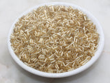 4mm gold silver lined bugle beads tube glass seed beads