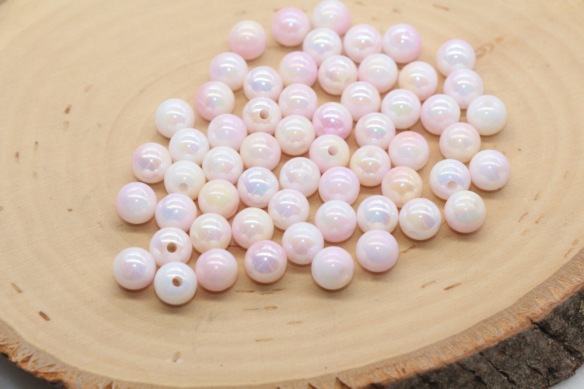 8mm Peach and Pink Ombre Round Beads, Acrylic Gumball Bead, Iridescent Round Beads, Bubblegum Beads, Plastic Round Bead, Jewelry Beads #2703