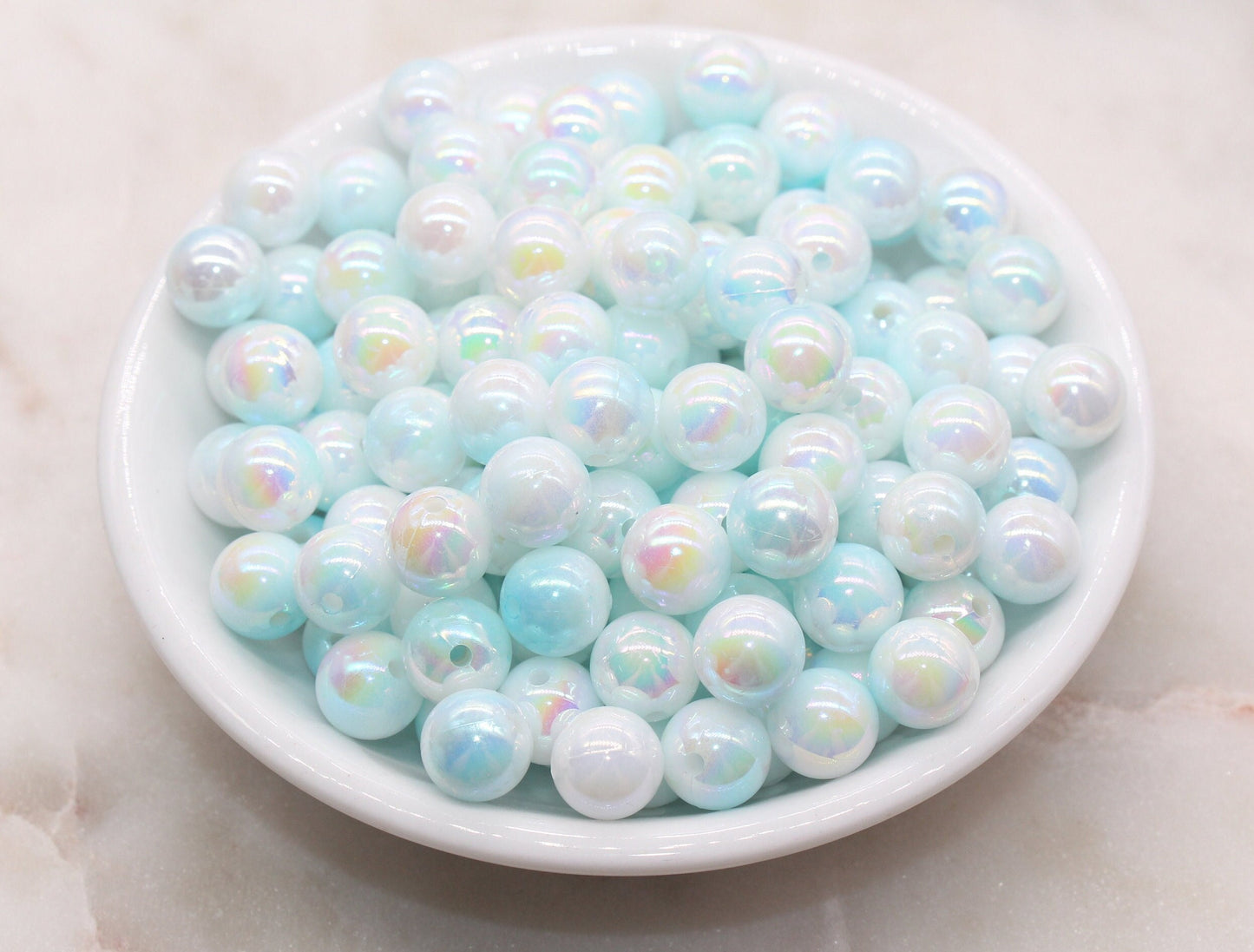 10mm Blue Ombre Round Beads, Acrylic Gumball Bead, Iridescent Round Beads, Bubblegum Beads, Plastic Round Bead, Jewelry Beads #2708