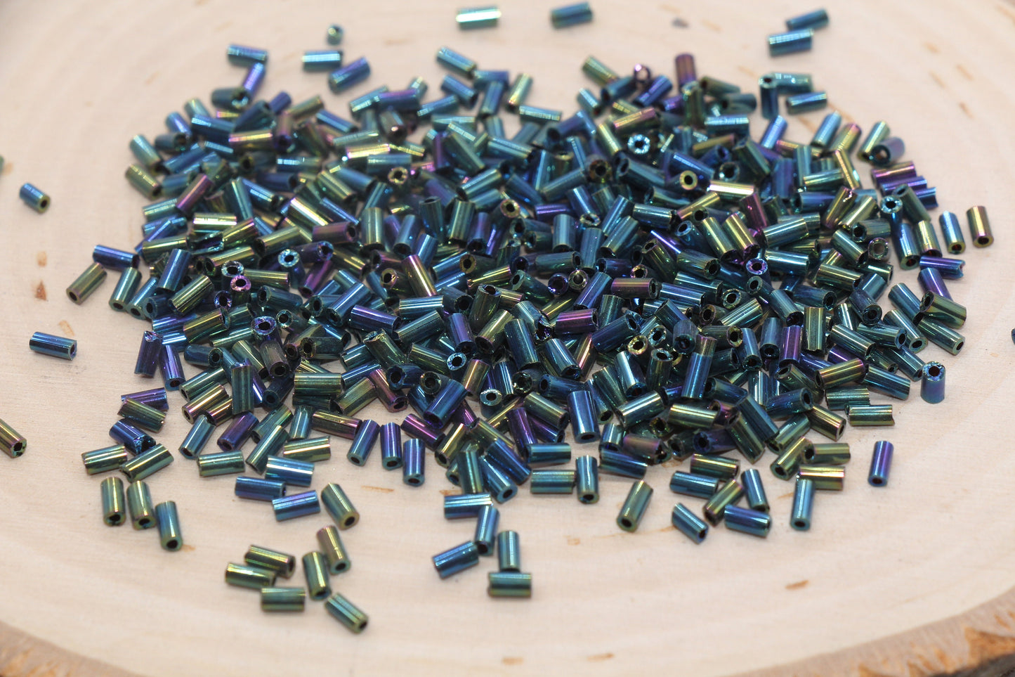 Tube Shape Glass Seed Beads, Metallic Tube Bugle Beads, Size 4mm Beading Supplies #2759