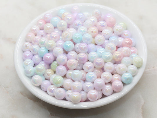 8mm Assort Ombre Round Beads, Acrylic Gumball Bead, Iridescent Round Beads, Bubblegum Beads, Plastic Round Bead, Jewelry Beads #2709